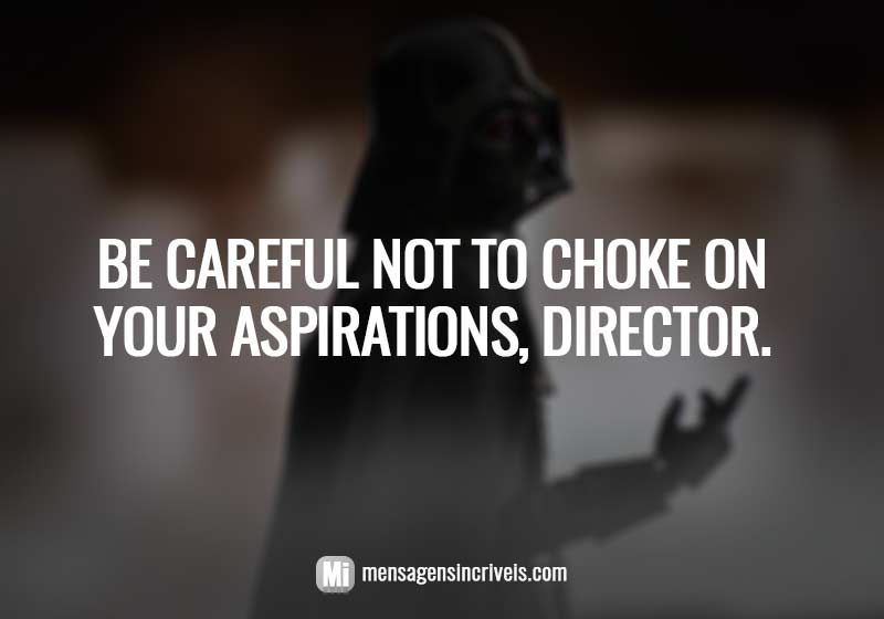Be careful not to choke on your aspirations, Director. (Tenha cuidado para não engasgar com suas aspirações, Diretor.)