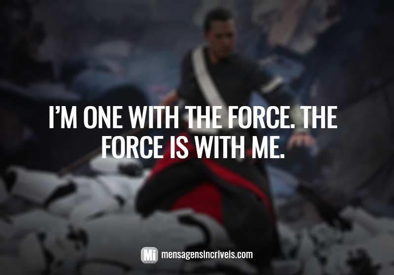 I’m one with the Force. The Force is with me. (Eu estou com a Força. E a Força está comigo.)